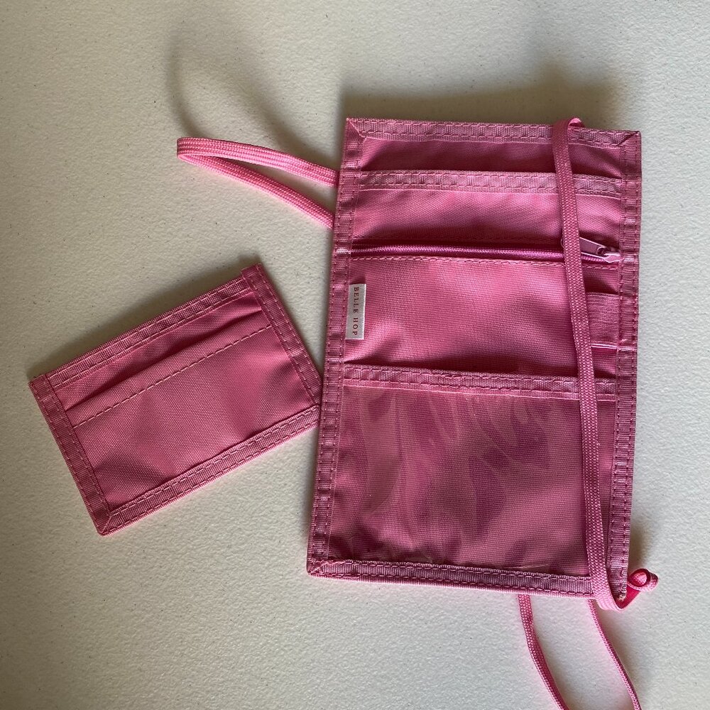 Belle Hop Pink Passport Security Pouch Anti-Theft 4+ Pockets, Separate Wallet